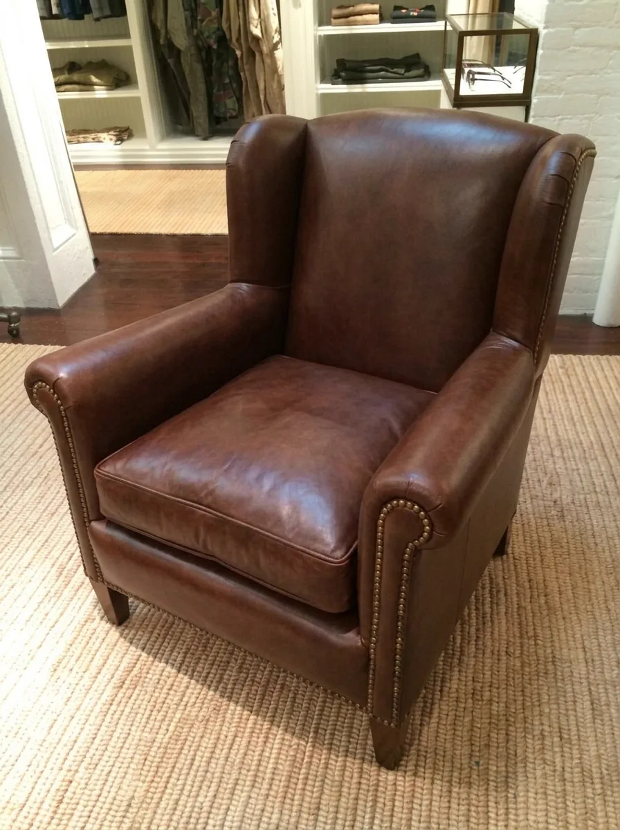 Leather armchair after recolour and conditioning